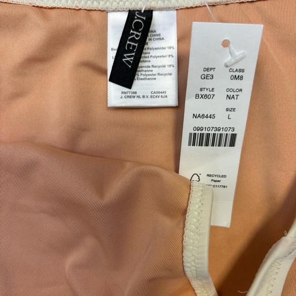 NWT J. CREW Women Scoopneck Bikini Top Med + No String Bikini Bottom Large Cream - Picture 7 of 7